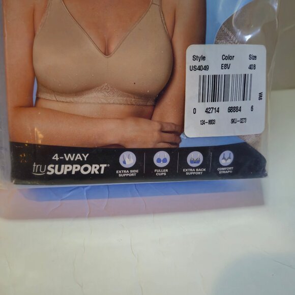 Playtex 18 Hour Side & Back Smoothing Nude Bra Size 40B - Picture 4 of 4